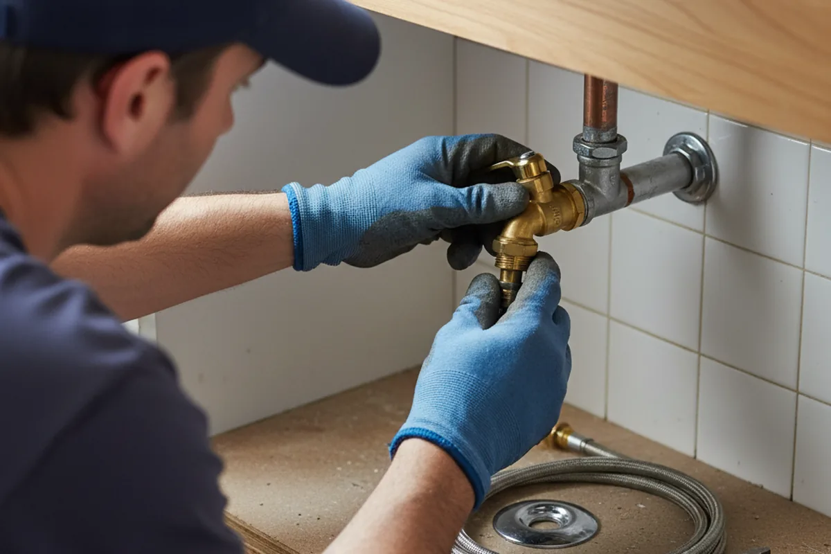 Shutoff valve and fitting work during Burst Pipe Repair in Lewisville